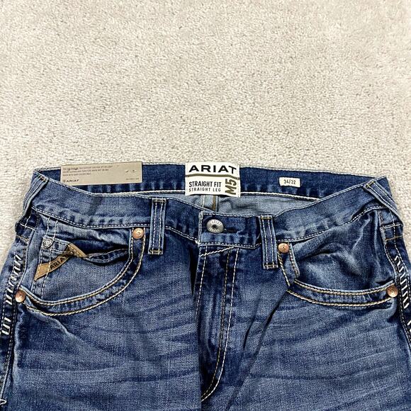 Ariat Jeans Mens 34x32 Blue M5 Straight Fit Straight Leg Stretch Denim M-Series - Picture 4 of 5